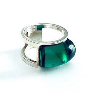 Contemporary Ring Green Glass & Sterling Silver - from Chicago Institute of Art